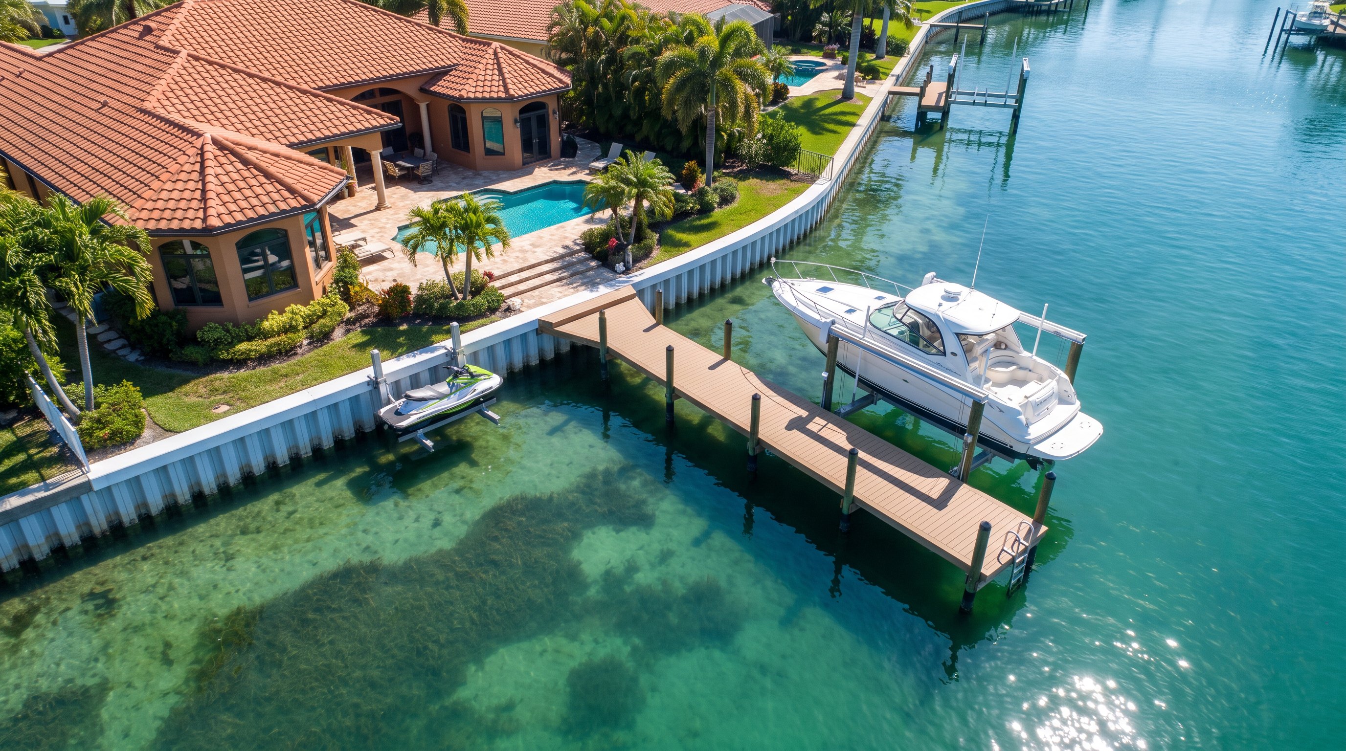Aerial waterfront dock